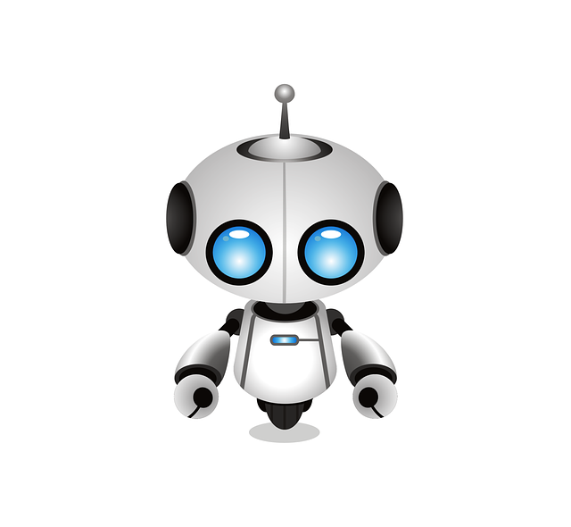 malý bílý robot s modrýma „očima“